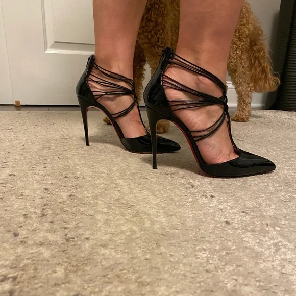 Christian Louboutin Confusa 100 Size 8-8.5 Patent Black Killer Heels - Picture 9 of 12